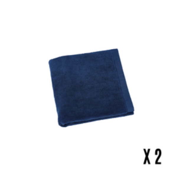 SERVIETTE MAIN EPONGE BLEU MARINE / LOT DE 2