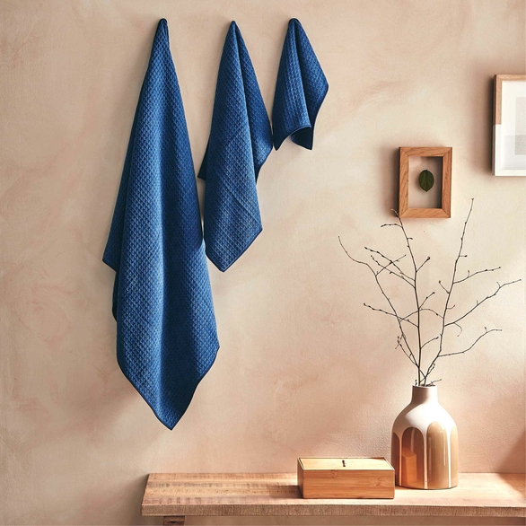 Image sur DRAP MOSAÏC BLUE JEAN - LOT DE 2