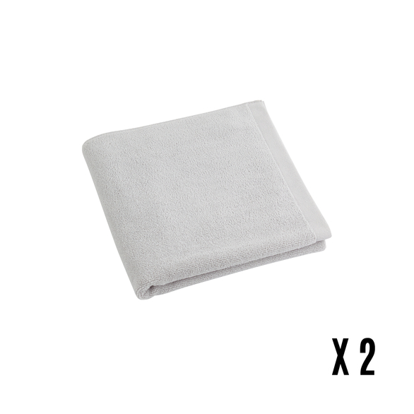 Image sur SERVIETTE MAINS EPONGE GRIS PERLE - LOT DE 2