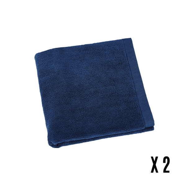 Image sur SERVIETTE EPONGE BLEU MARINE - LOT DE 2